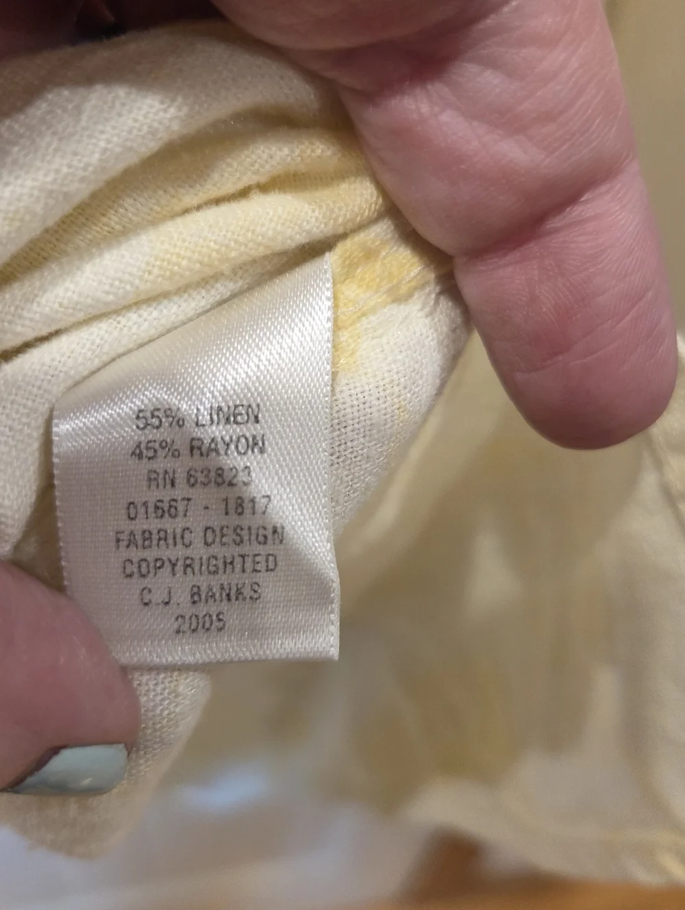 CJ Banks Plus Size 2X Yellow White Tropical Floral Linen Rayon Shirt Cottagecore